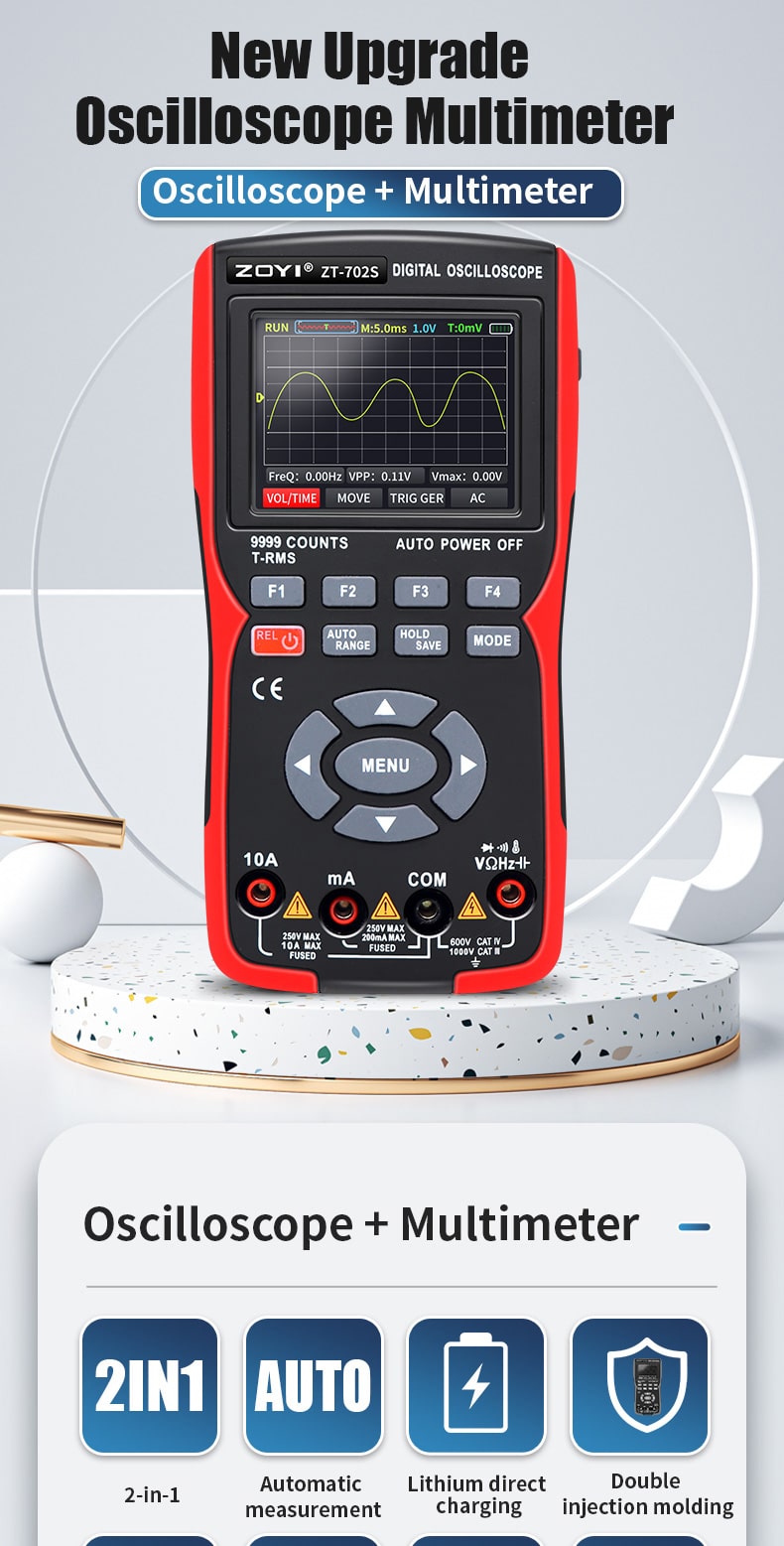 شاشة أوسلسكوب ZOTEK ZT-702S تعرض شكل موجة