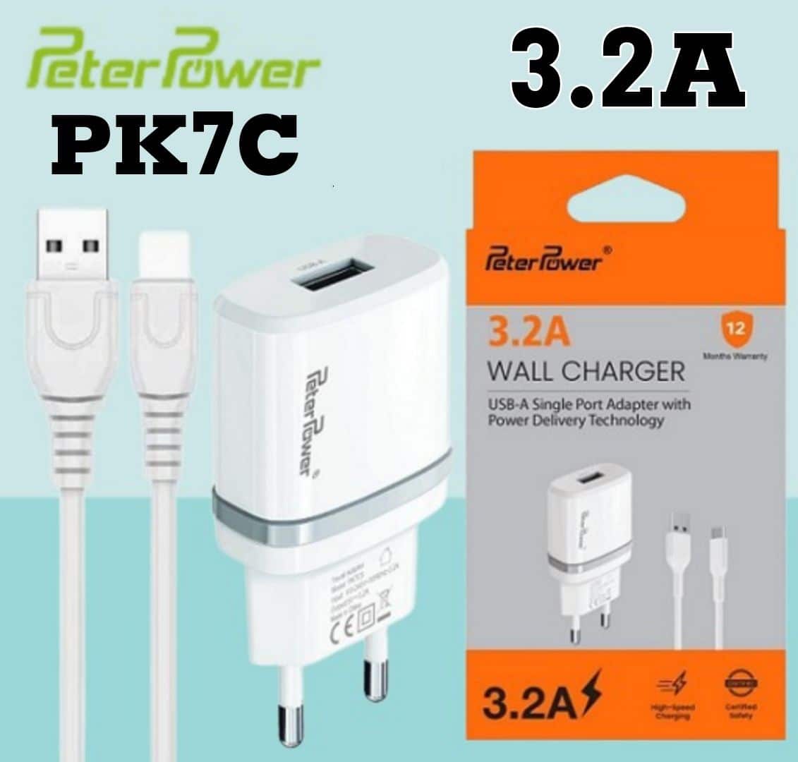 شاحن Wall Charger 3.2A Type C من Peter Power PK7C