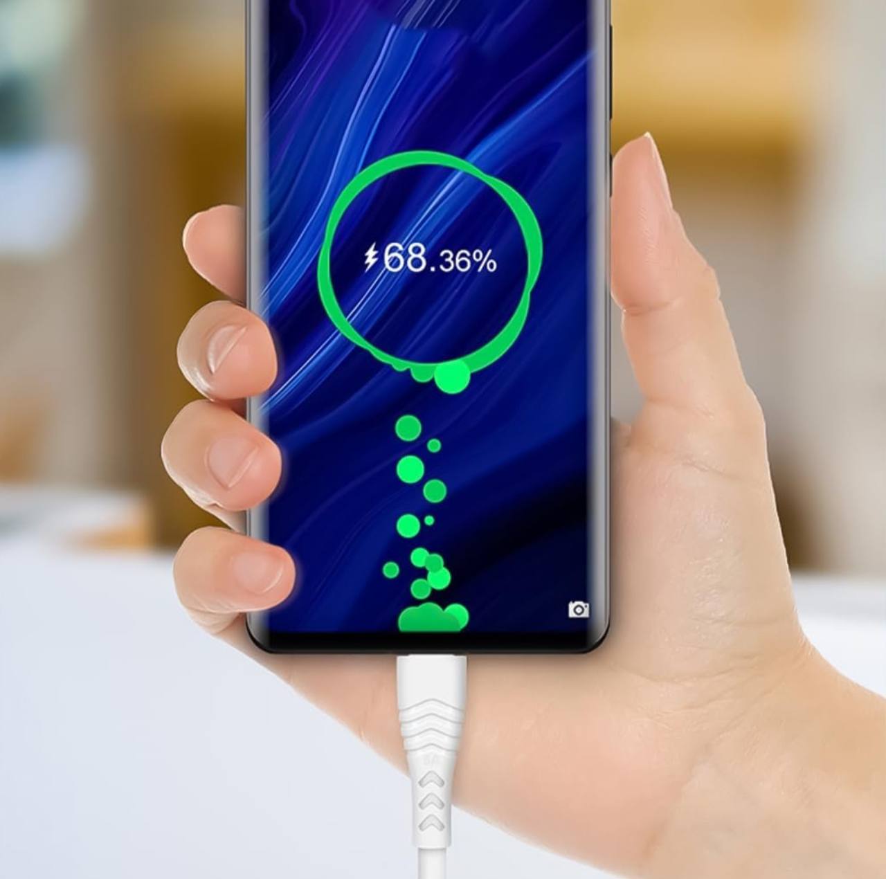 صورة توضيحية للشحن السريع لكيبل 25w 3A Super Fast Cable USB to Micro USB 2M