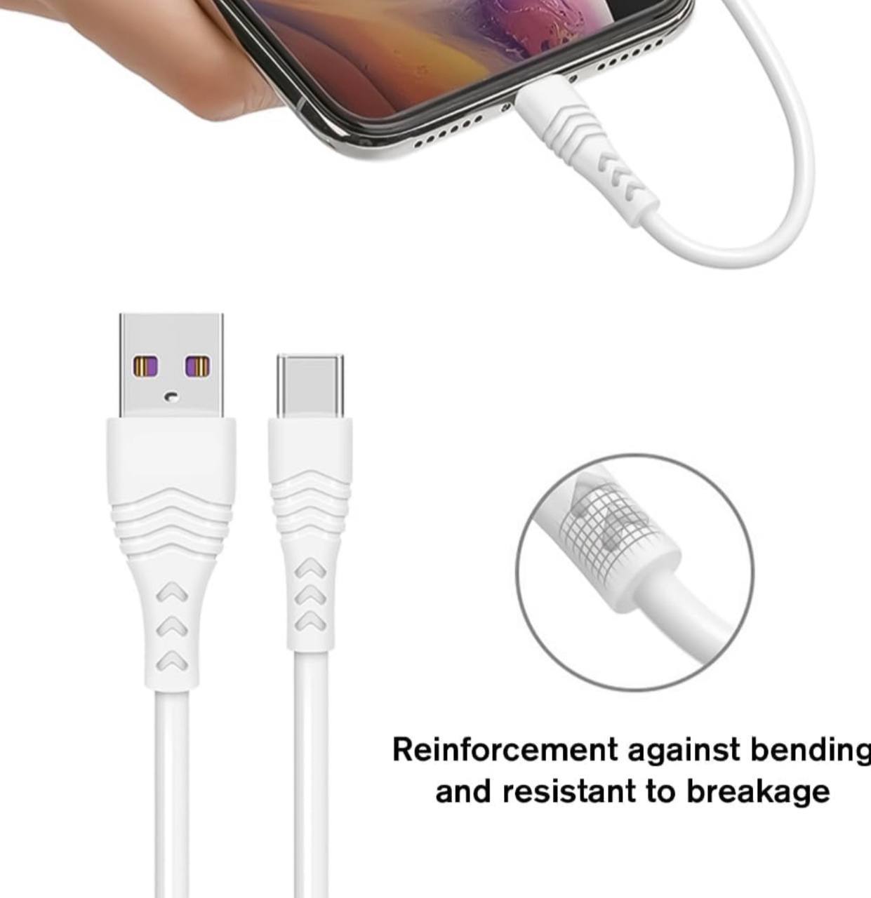 كيبل USB TO MICRO USB 25W 3A Super Fast يظهر تعزيزات ضد الانحناء