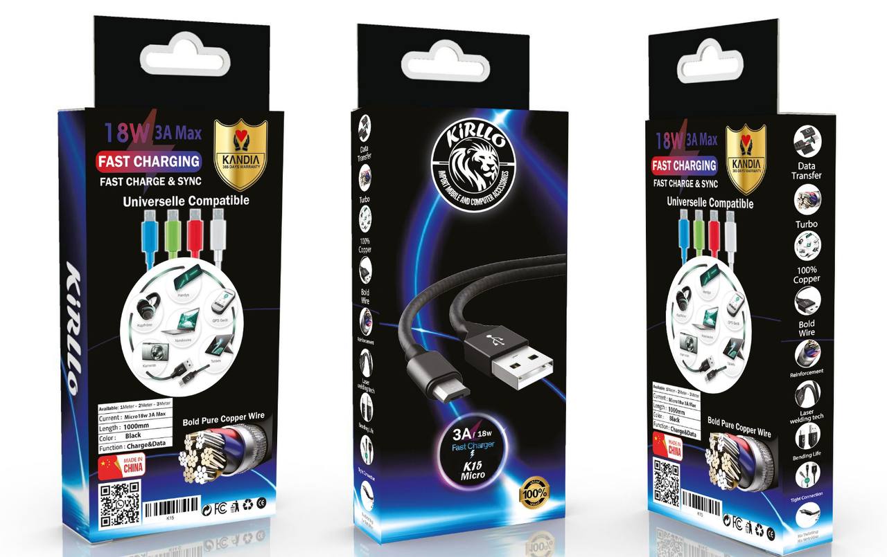 صورة توضيحية لكابل USB TO MICRO USB 1M بعبوته