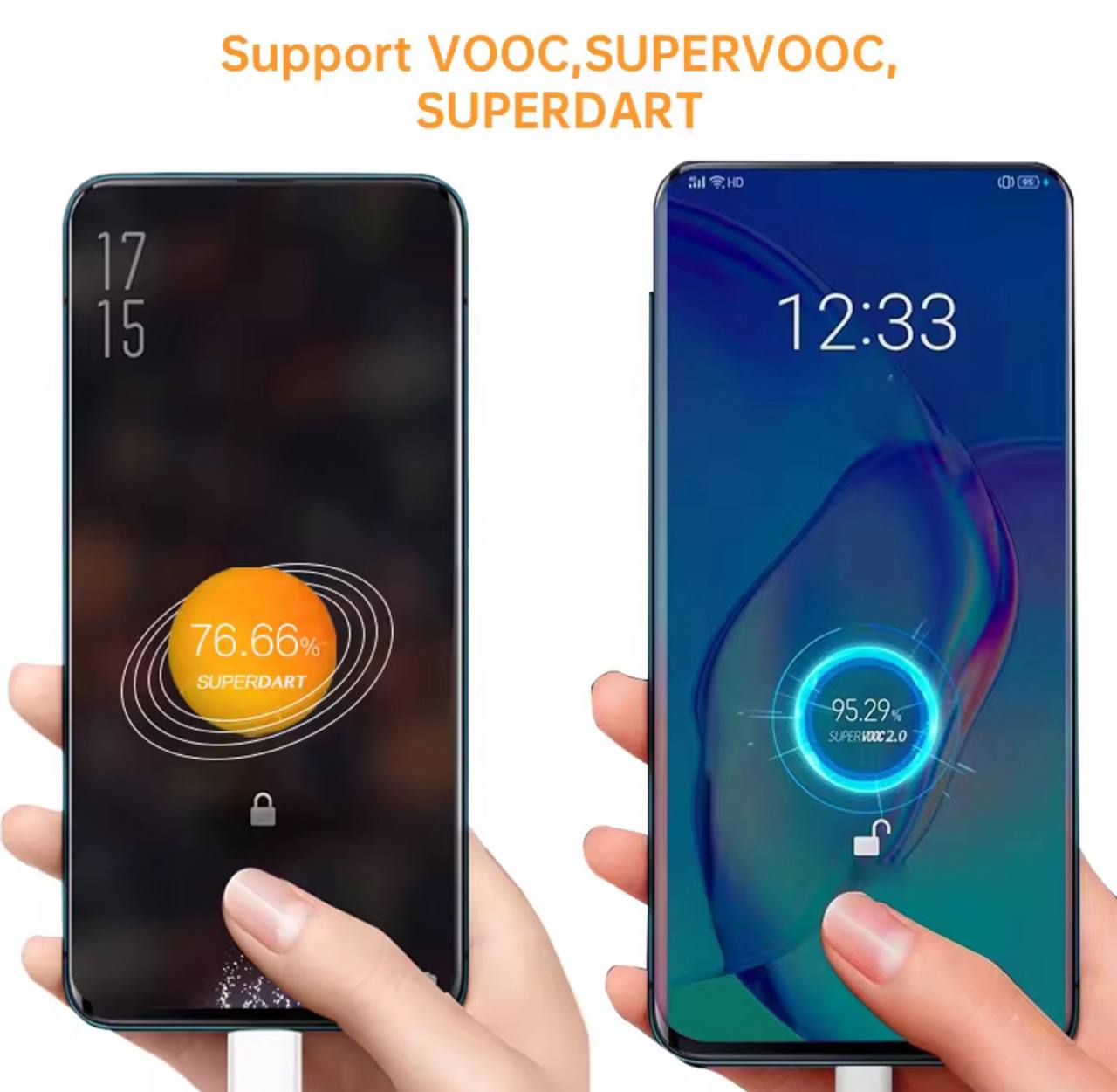 كيبل USB TO TYPE C 120W OPPO REALME يدعم VOOC و SuperVOOC و SuperDART