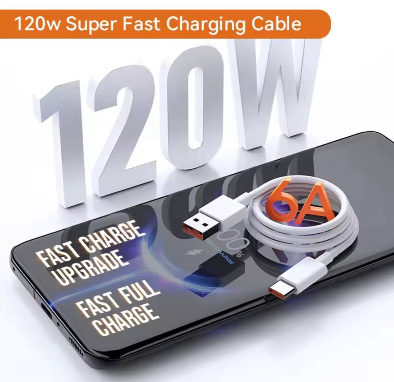 كيبل USB TO TYPE C 120W MI REDMI مع علامة 120 واط و 6 أمبير