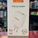 X-Scoot CH-234 Wall Charger 65W 2x PD Type-C + USB  Fast Charging
