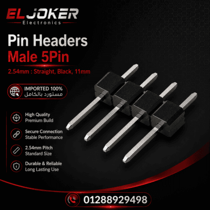Pin Headers Male 5 Pin 2.54mm : Straight, Black, 11mm